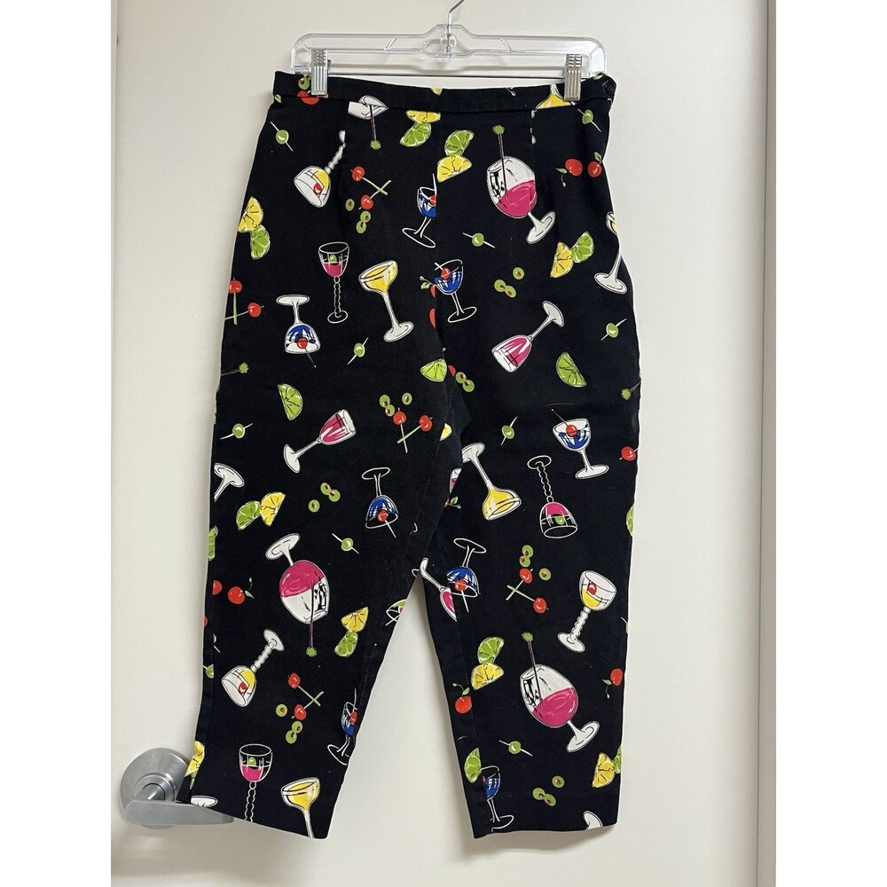 Vintage Briggs New York Martini Wine Happy Hour Capris Wearable Art  Sz 14 Large